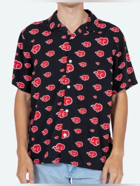 Naruto Other - Naruto Akatsuki Cloud Button Down Shirt